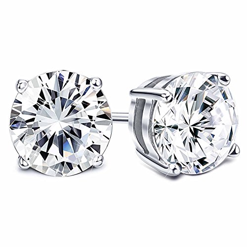 Product Cover Sllaiss Set with Swarovski Zirconia Stud Earrings for Women Made of Sterling Silver Round-Cut 4-Prongs CZ 1.00cttw~8.00cttw Hypoallergenic