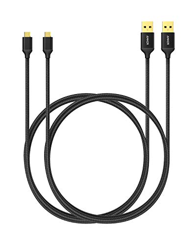 Product Cover Anker [2-Pack 3ft] Nylon Braided Tangle-Free Micro USB Cable with Gold-Plated Connectors for Android, Samsung, HTC, Nokia, Sony and More (Black)