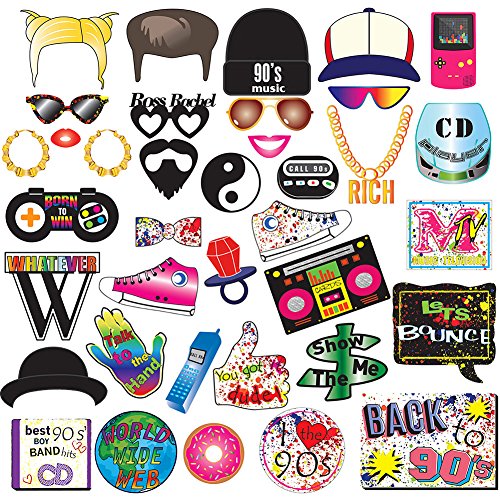 Product Cover 90s Party Photo Booth Props Kit-1990's Throwback Party Supplies Decorations