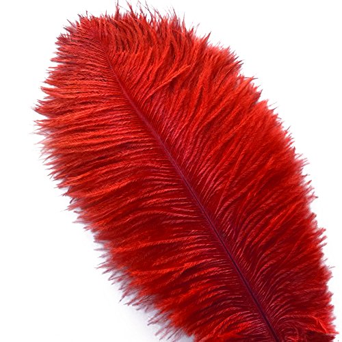 Product Cover Piokio 20 pcs Red Ostrich Feathers 12-14 inch(30-35 cm) in Bulk for Wedding Party Halloween Centerpieces
