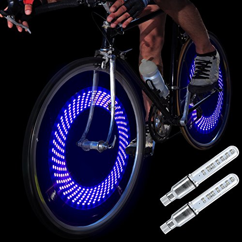 Product Cover DAWAY A08 Bike Tire Valve Stem Lights - Cool Led Bicycle Wheel Light, 2 Pack, Waterproof, Glow in The Dark Safe Bycicle Accessories for Men Women Youth, Super Bright, Blue Graphics