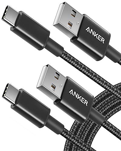 Product Cover USB Type C Cable, Anker [2-Pack 6Ft] Premium Nylon USB-C to USB-A Fast Charging Type C Cable, for Samsung Galaxy S10 / S9 / S8 / Note 8, LG V20 / G5 / G6 and More(Black)