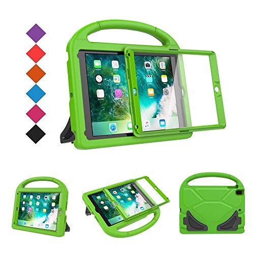 Product Cover BMOUO Kids Case iPad 9.7 2018/2017 - Built-in Screen Protector Shockproof Light Weight Handle Convertible Stand Case Cover for Apple iPad 9.7 Inch 2018 (6th Gen) / 2017 (5th Gen) - Green