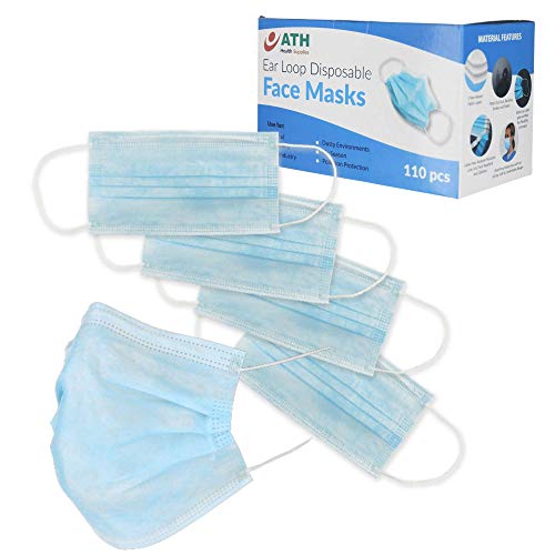 Product Cover Disposable Surgical Face Mask for Flu '¬œ Pack of 110 Mouth Masks - Protects Against Dust