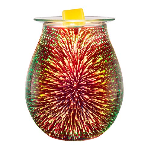 Product Cover Electric Oil Warmer 3D Effect Fireworks Glass Wax Burner Incense Oil Warmer Night Light Aroma Decorative Lamp for Gifts & Decor for Home Office