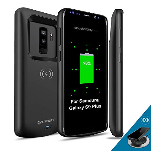 Product Cover Newdery Upgraded Samsung Galaxy S9 Plus Battery Case Qi Wireless Charging Compatible, 5200mAh Slim Rechargeable Extended Charger Case Compatible Samsung Galaxy S9+ Plus (6.2 Inches Black)