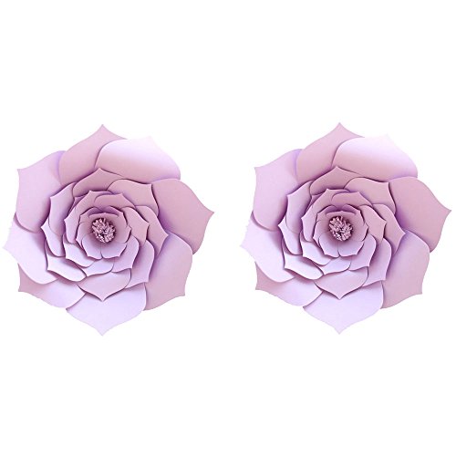 Product Cover LG-Free 8 inch 2pcs Party Paper Flower Backdrop DIY Handemade Flower Wall Backdrop Decoration Wedding Rose Flower for Nursey Birthday Home Decor (2pcs, Purple)