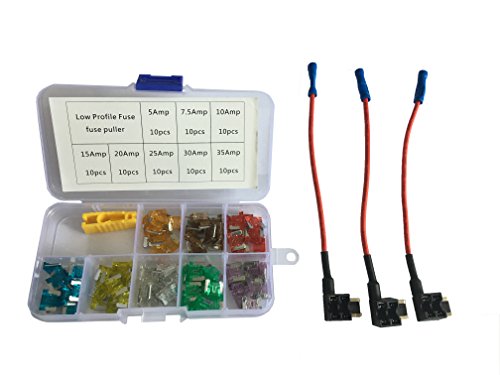 Product Cover KOLACEN Automotive Car Truck Low-Profile Mini Blade Type Fuse Assorted Kit 81 Pieces + 3 Pieces 16 Gauge Add-a-Circuit Low Profile Mini Fuse TAP Adapter