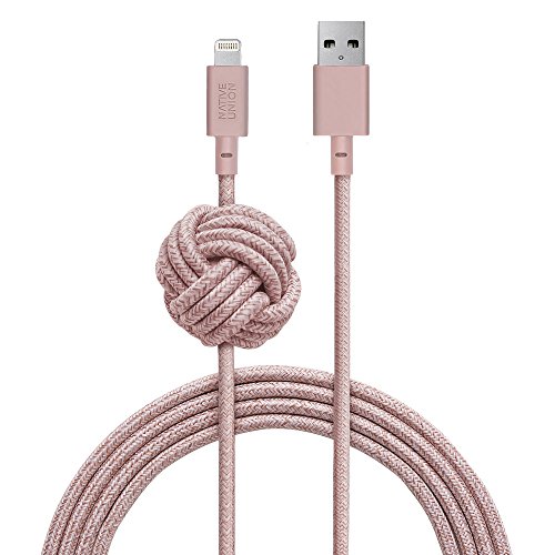 Product Cover Native Union Night Cable - 10ft Ultra-Strong Reinforced [Apple MFi Certified] Durable Lightning to USB Charging Cable with Weighted Knot for iPhone/iPad (Rose)