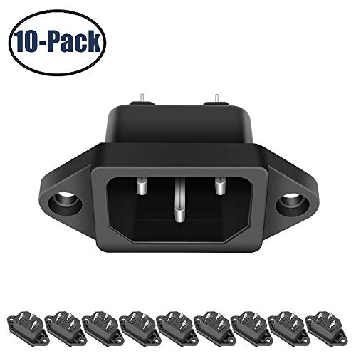 Product Cover 10 Pack AC 250V 10A IEC 320 C14 Panel Mount Plug Adapter Power Connector Socket Black Screw Mount 3 Pins Inlet Power Plug Socket by MXR