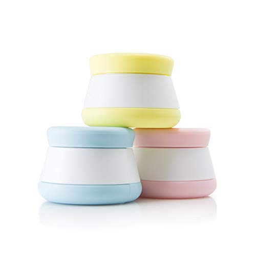 Product Cover travel containers, silicone cream jars - new leak-proof design - tsa approved small travel containers - bonus toothbrush cover (3 pack)