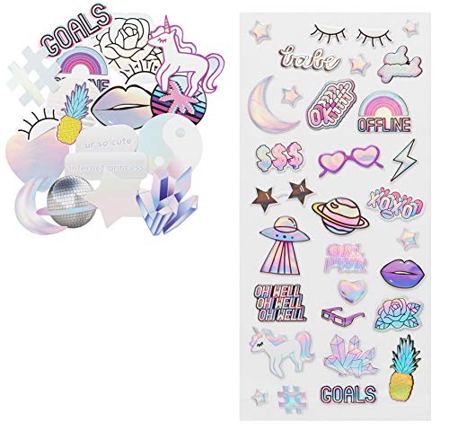 Product Cover LaurDIY Unicorn Collection Puffy and Die Cut Cute Stickers for Decorating, 49pc