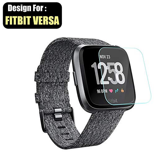 Product Cover TASLAR Screen Protector Arc Edge Tempered Glass Scratch Guard Card for Compatible Fitbit Versa (2018) / Versa Lite Edition Watch (Transparent)