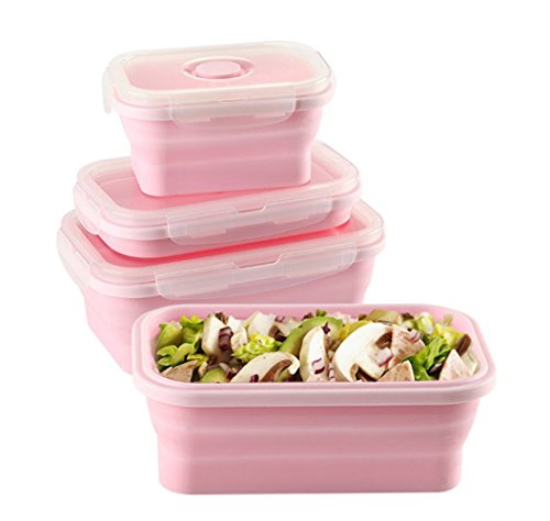 Product Cover Keweis Silicone Lunch Box, Collapsible Folding Food Storage Container with BPA Free Lids, Kitchen Microwave Freezer and Dishwasher Safe Kids