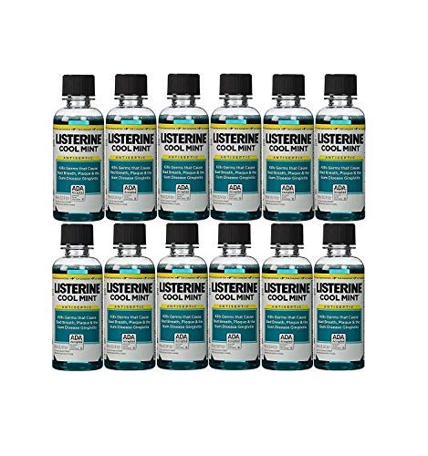 Product Cover Listerine Cool Mint Antiseptic Mouthwash for Bad Breath, Travel Size 3.2 oz - Pack of 12