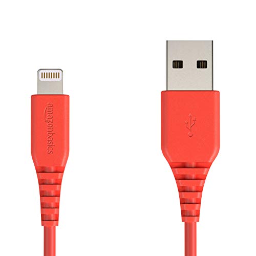 Product Cover AmazonBasics Lightning to USB A Cable, MFi Certified iPhone Charger, Red, 4 Inch