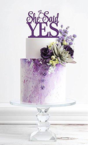 Product Cover [USA-SALES] She Said Yes Cake Topper, Purple, Bridal Shower, Engagement Party Decoration, by USA-SALES Seller