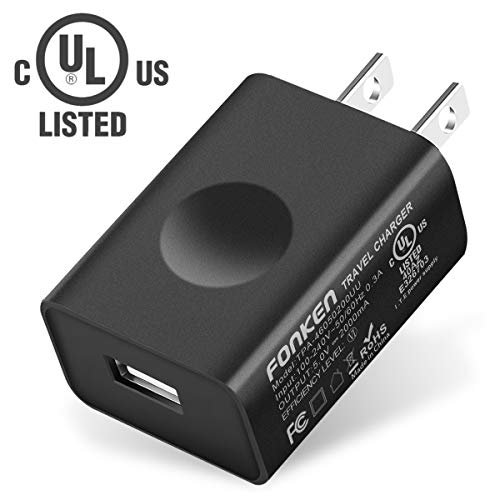 Product Cover UL Certified USB Wall Charger, FONKEN 5V 2A Power Adapter Universal Travel Charger USB Plug Cell Phone Charger for Compatible with iPhone, iPad, Google Nexus, Samsung, LG, HTC, Moto, Kindle and More
