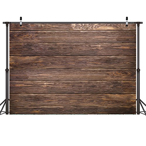 Product Cover LYWYGG 7x5ft Thin Vinyl Brown Wood Backdrop Photographers Retro Wood Wall Background Cloth Seamless CP-19