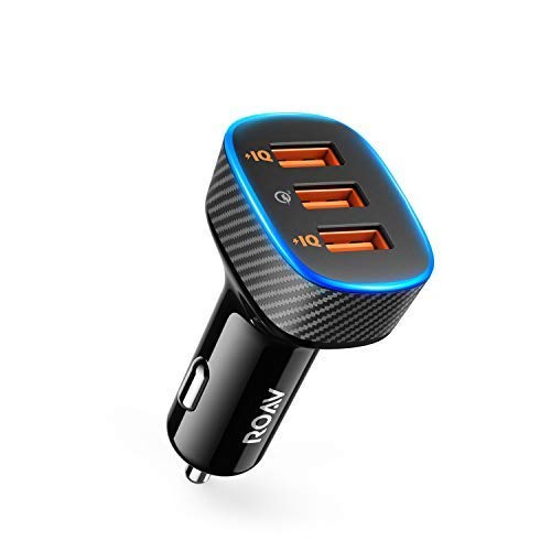 Product Cover Roav SmartCharge Halo, by Anker, 3-Port USB 30W Car Charger with Quick Charge 3.0 and PowerIQ for iPhone Xs/XS Max/XR/X/8, iPad Pro/Air 2/Mini, Galaxy S8/Edge, Note 8/5/4, Nexus, and More