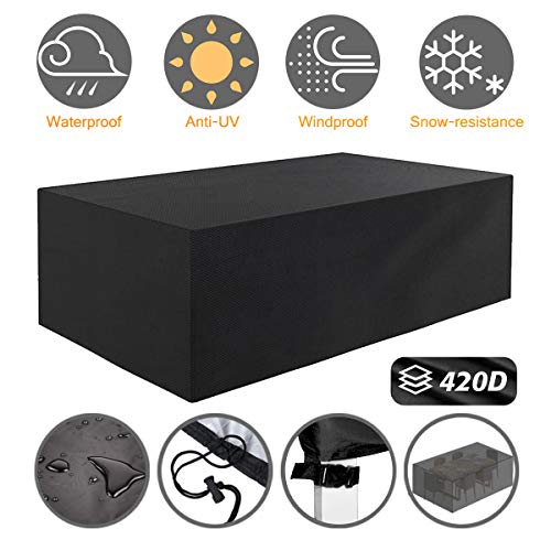 Product Cover Tvird Patio Furniture Covers,Outdoor Furniture Covers Waterproof, 420D Heavy Duty Oxford Fabric,Table and Chair Patio Set Covers Windproof 95.27 x 63.77 x 39.37 in(Black)
