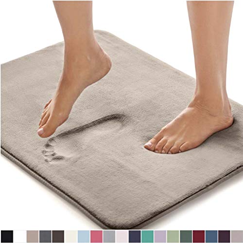Product Cover Gorilla Grip Thick Memory Foam Bath Rug, 24x17, Cushioned Soft Floor Mats, Absorbent Bathroom Mat Rugs Rugs, Machine Washable, Luxury Plush Comfortable Carpet for Bath Room, Beige