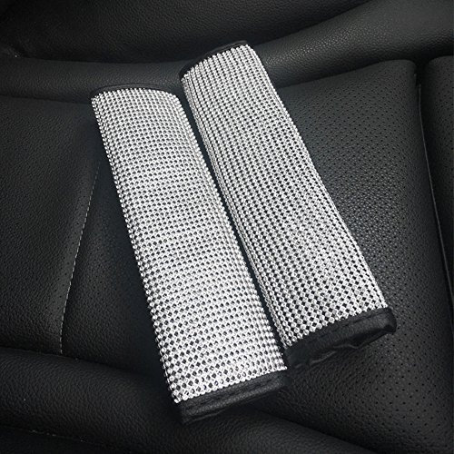 Product Cover U&M 2 Packs Bling Bling Seat Belt Shoulder Pads, Luster Crystal Car Seatbelt Covers Diamond Car Decor Accessories for Women