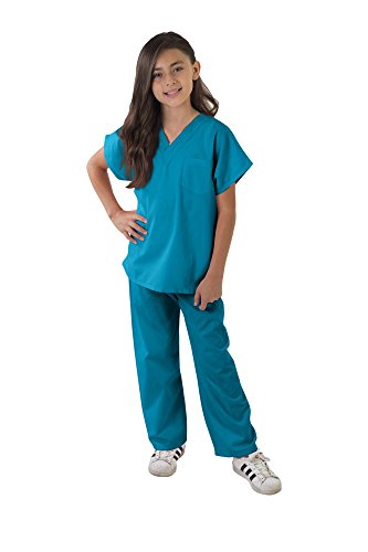Product Cover Kids Scrubs Super Soft Children Scrub Set Kids Doctor Dress up (5/6, Teal)
