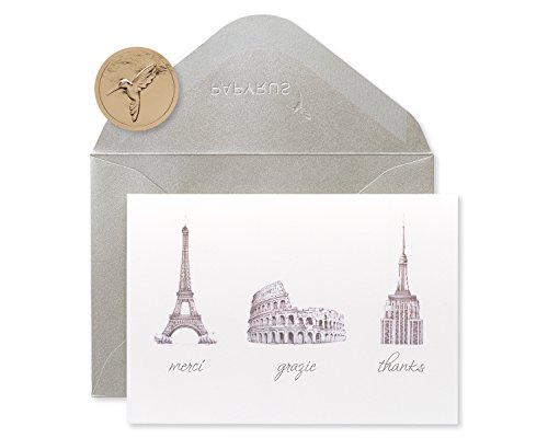 Product Cover Papyrus Elegant Thank You Cards with Envelopes, World Icons (14-Count)