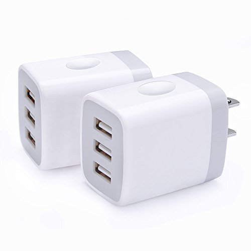 Product Cover 3-Port USB Travel Wall Charger 5V/3.1A USB Plug Power Adapter, USB Brick Charger CIQILY 2Pack Multi USB Phone Charging Cube Station Box Base for iPhone X 8 7 6 6S Plus 5S 5 SE 4S, iPad, iPod, Samsung