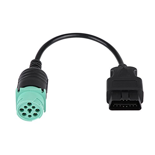 Product Cover Qiilu 9 Pin to 16 Pin OBD2 Truck Diagnostic Scanner Cable Adapter J1962-J1939 for Cummins Diesel Engine(Male)