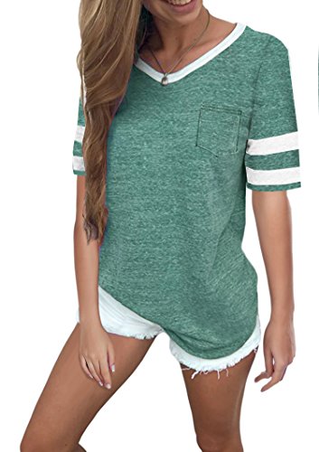 Product Cover TWOTWOWIN Women's Tops Casual Cotton V Neck Sport T Shirt Short/Long Sleeve Blouse