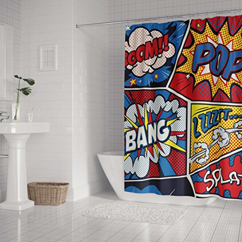 Product Cover LifeCustomize Colorful Pop Art Retro Comic Shower Curtain 60x72 Inch Polyester Waterproof Bathroom Curtain with Hooks