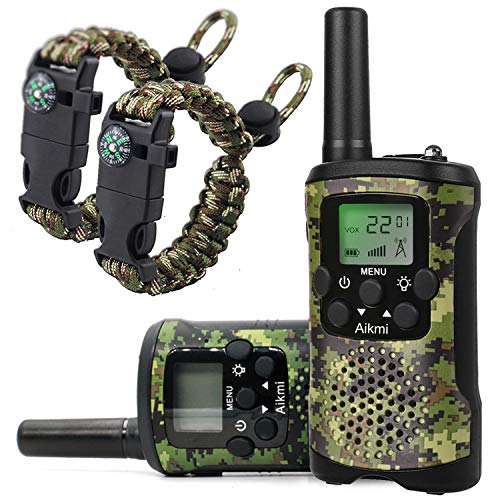 Product Cover Aikmi Walkie Talkies for Kids 22 Channel 2 Way Radio 3 Miles Long Range Handheld Walkie Talkies Durable Toy Best Birthday Gifts for 6 Year Old Boys and Girls fit Adventure Game Camping (Green Camo 1)