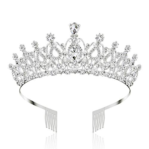 Product Cover Makone Crystal Crowns and Tiaras with Comb for Girl or Women Birthday Party Valentines Gifts Wedding Tiaras (Style-5)