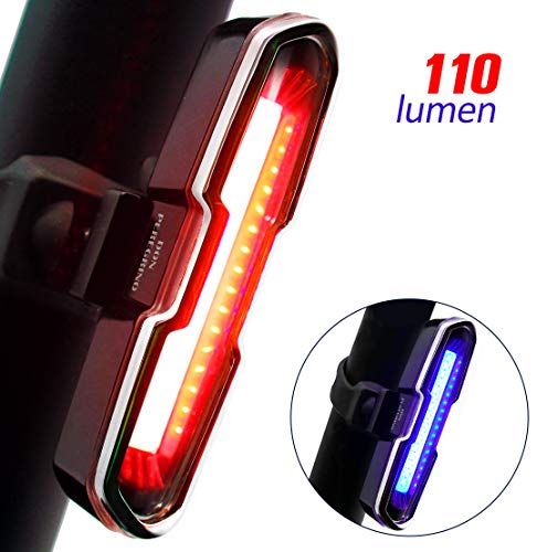 Product Cover DON PEREGRINO B2 110 Lumens High Brightness Red/Blue Rear Bike Light, Powerful LED Bicycle Tail Light USB Rechargeable for Cycling Safety