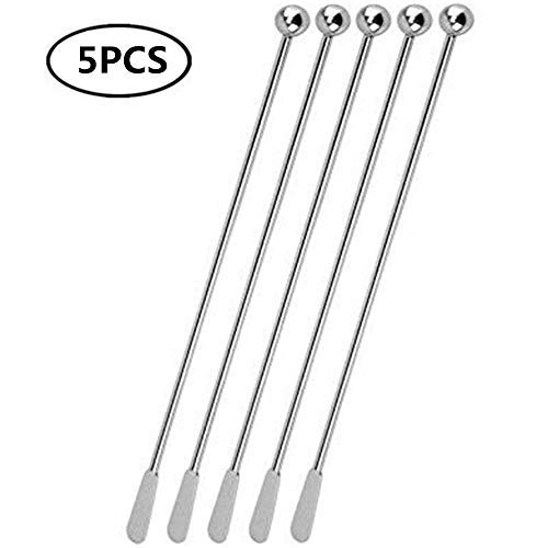 Product Cover JSDOIN Stainless Steel Coffee Beverage Stirrers Stir Cocktail Drink Swizzle Stick with Small Rectangular Paddles (5Pcoffeestirrers)