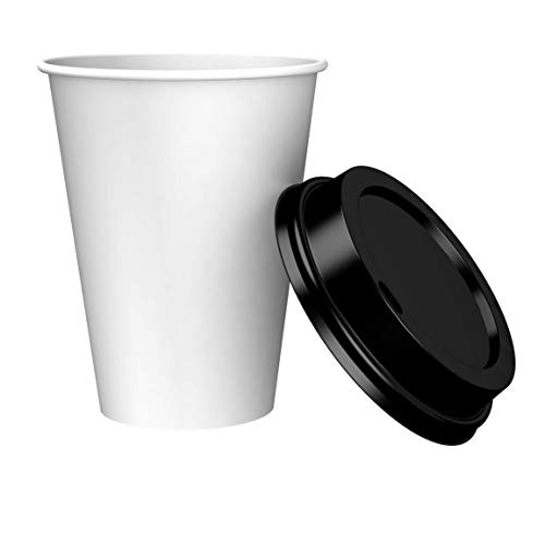 Product Cover Amazon Brand - Solimo 12oz Paper Hot Cup with Lid, 500 Count