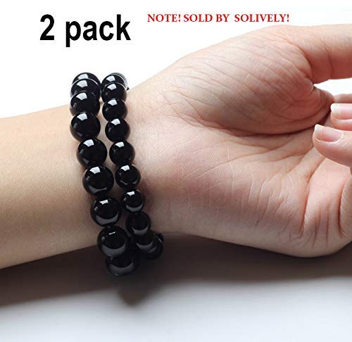 Product Cover Black Tourmaline Crystal Bracelet  Magnetic Bracelet for Men and Women（2 Pack）