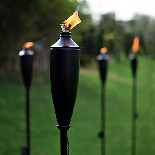 Product Cover Deco Home Set of 4 Tikki Backyard Torch - 60 inch Citronella Garden Outdoor/Patio Flame Metal Torch - Black Matt