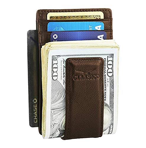 Product Cover Money Clip Leather Wallet For Men Slim Front Pocket RFID Blocking with Super Strong Magnetic