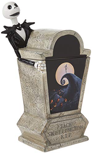 Product Cover Vandor 55506 The Nightmare Before Christmas Tombstone Sculpted Ceramic Cookie Jar, White, Black