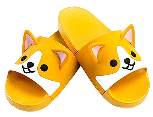 Product Cover FUYU Women's Cute Cartoon Animal Ears Corgi Non-Slip Shower Sandals Bathroom Soft Slipper Husky Couples Shoes