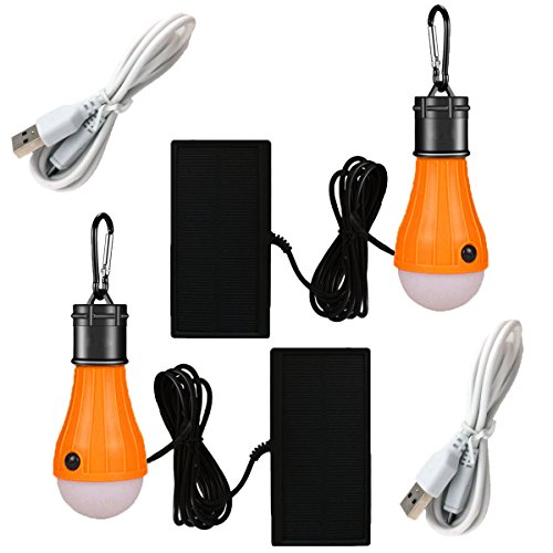 Product Cover Viewpick 2 Pack Solar Powered LED Bulb Light Solar LED Lantern Tent Light Bulb Solar USB Rechargeable Lamp 3 Modes Outdoor Emergency Light Portable Camping Light for Hurricane Fishing Shed Playhouse