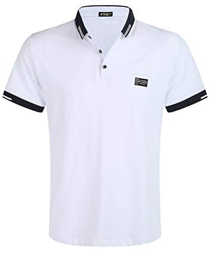 Product Cover Musen Men Short Sleeve Polo Shirt Regular-Fit Cotton Golf Polo Shirts