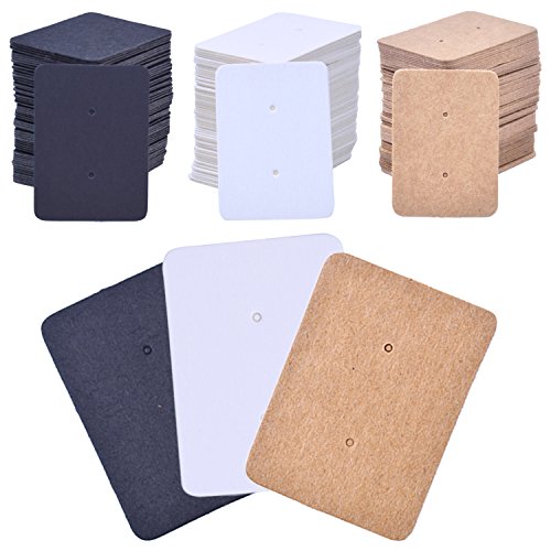 Product Cover BronaGrand 300 Pcs Paper Earring Tags Mini Rectangle Ear Stud Display Cards Hanging Holder, 1