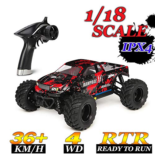 Product Cover HBX 1:18 Scale All Terrain RC Car 36KM/H High Speed, 4WD Electric Vehicle,2.4 GHz Radio Controller, Included Battery and Charger,Waterproof Off-Road Truck (Red)