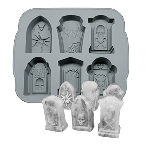 Product Cover Silicone Ice Cube Trays Halloween RIP Gravestone Mold for Ice, Candy, Cake, Soap