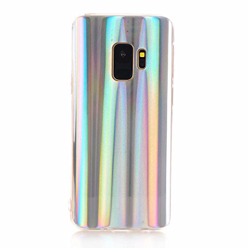 Product Cover Easeu Samsung Galaxy S9 Plus Case, Holographic Phone Case, Laser Beam Aura Glow Sparkle Bling Reflective Rainbow Super Slim Silver Soft TPU Protective Cover Case for Samsung Galaxy S9 Plus