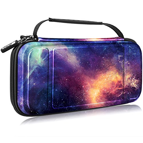 Product Cover Fintie Carry Case for Nintendo Switch - [Shockproof] Hard Shell Protective Cover Portable Travel Bag w/10 Game Card Slots and Inner Pocket for Nintendo Switch Console Joy-Con & Accessories, Galaxy